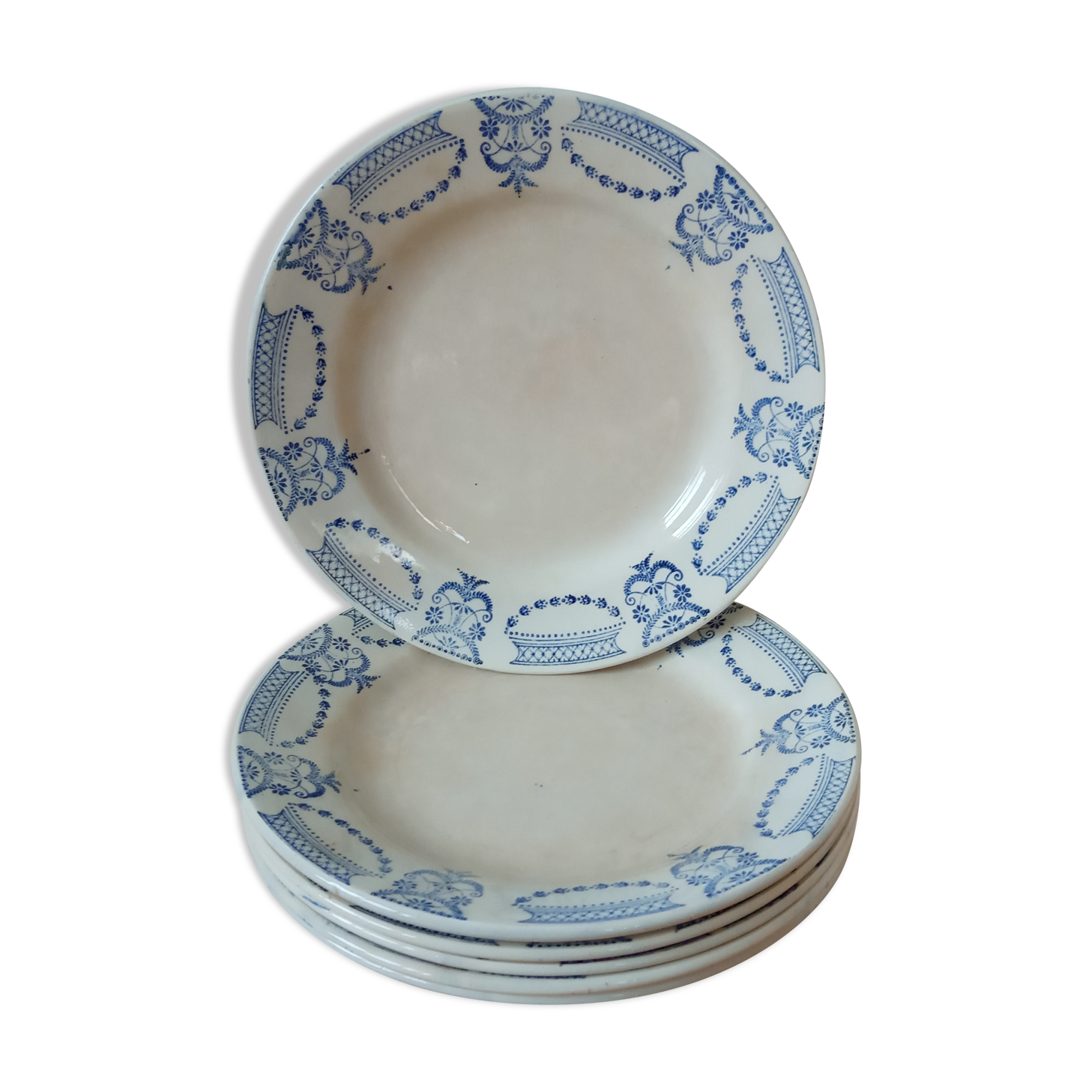 Six old dessert plates from Moulin des Loups