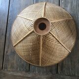 Large pendant light / lampshade in woven blond wicker