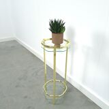 Table en laiton avec plateau en verre