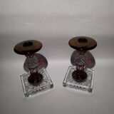bougeoirs Westmorland vintage, bougeoirs, Ruby Red Flash. Artiste signé daté