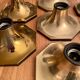 Suite de 7 appliques, plafonniers vintage, laiton, Motoko Ishii pour Staff Leuchten 1970