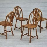 1960s, set of 4 scandinavian dining chairs in solid oak wood, original good condition.