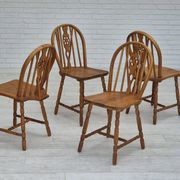 1960s, set of 4 scandinavian dining chairs in solid oak wood, original good condition.
