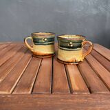 Set of 2 vintage painted ceramic coffee cups