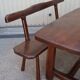 Dining table + 2 brutalist benches in vintage 1950s elm.