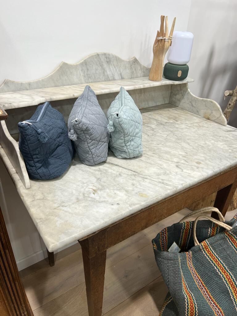 Vintage marble and wood toilet table