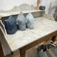 Vintage marble and wood toilet table