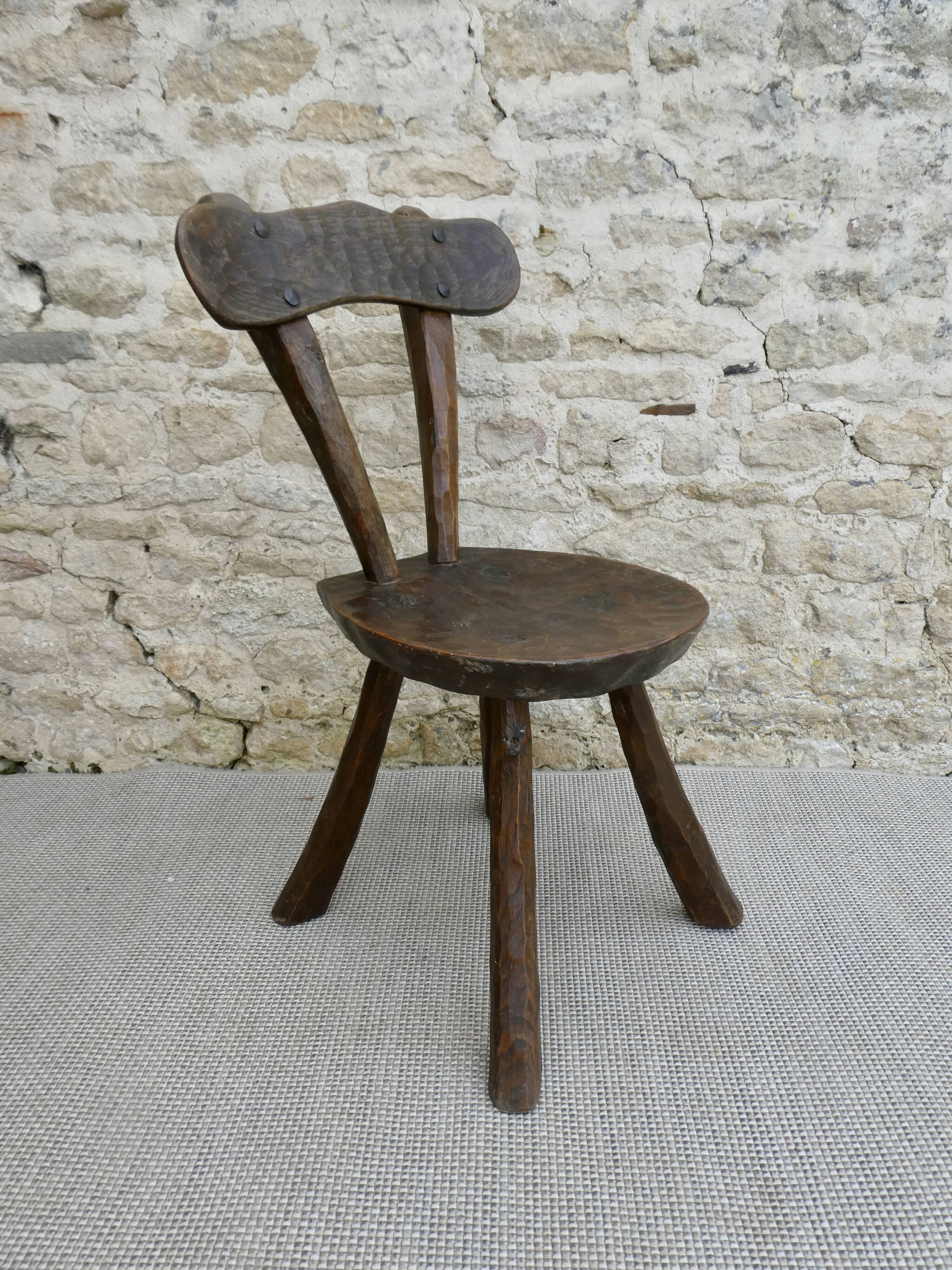 Brutalist chair, solid wood, carved, circa 1950