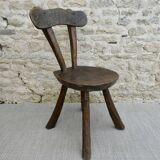 Brutalist chair, solid wood, carved, circa 1950