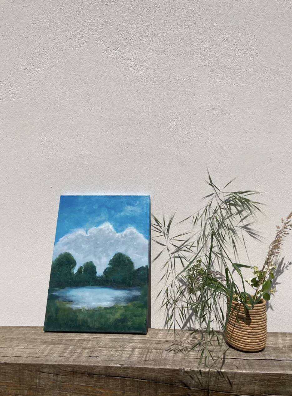 Old landscape painting / oil on canvas