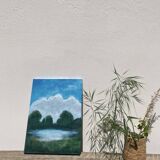 Old landscape painting / oil on canvas