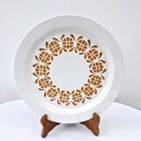 Plat Creux Ancien Art Déco Faïence Sarreguemines Décor Fleurs Orange D 28cm