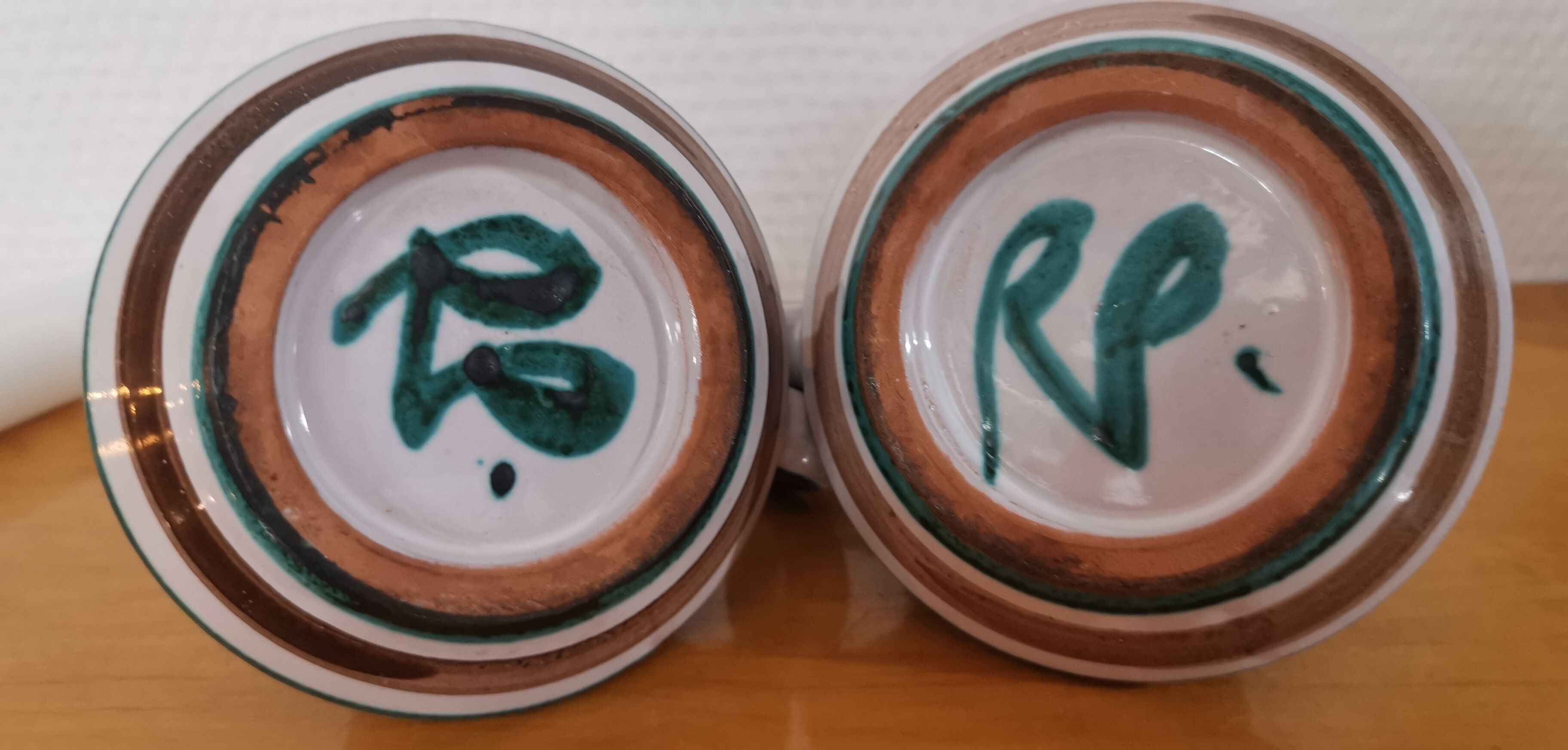 2 Handheld candlesticks design ceramic Robert Picault