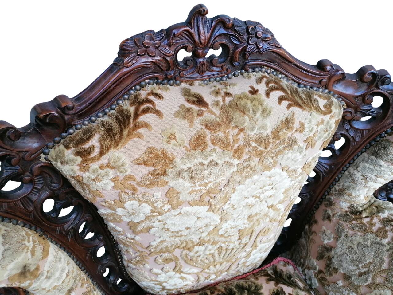 Divano et poltrone en style baroque piémontais en legno intagliato a mano e