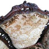 Divano et poltrone en style baroque piémontais en legno intagliato a mano e