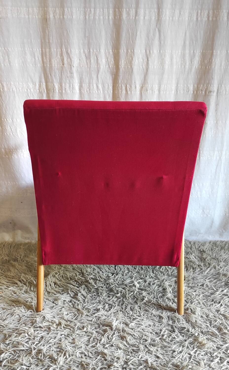 Scandinavian style armchair in wood and fabrics - 1960s