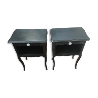 Paire de chevets peints en noir