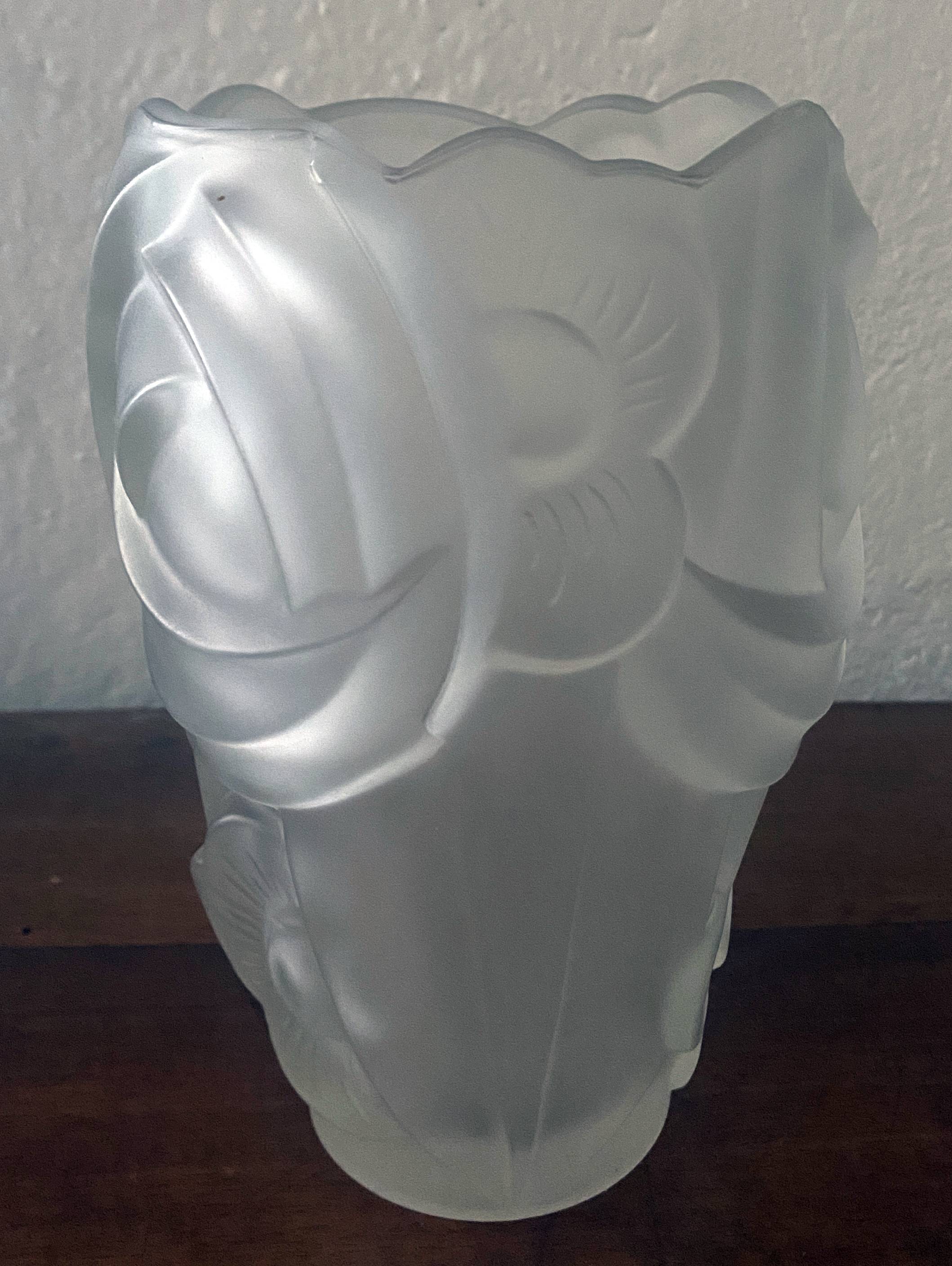 Art Deco Flower Vase (circa 1930) stylized flower motifs thick opaque glass