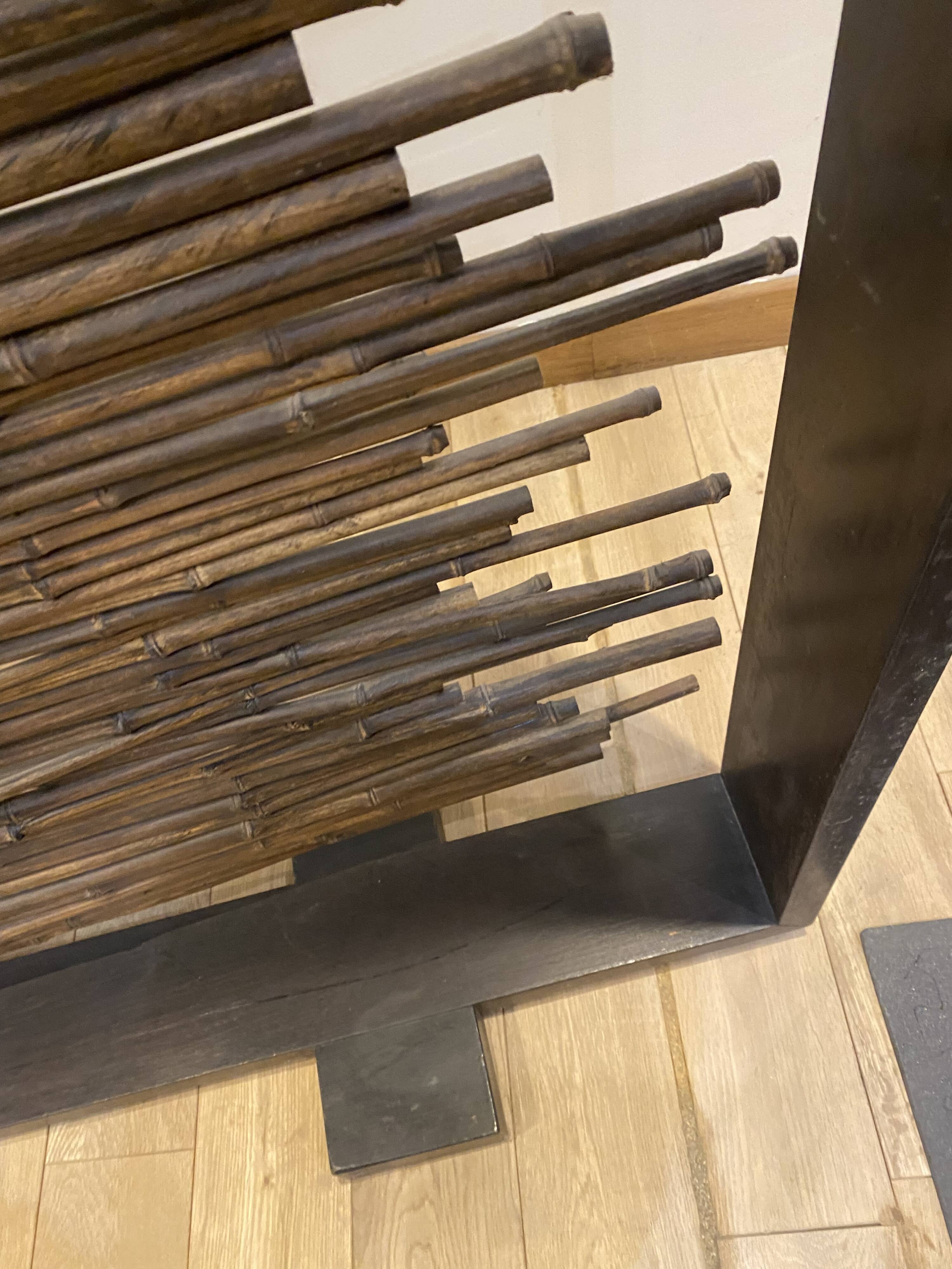 Exotic wood and bamboo privacy screen