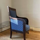 Set of 2 blue Directoire armchairs