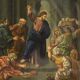 Peinture italienne à l'huile sur cuivre "Expulsion des marchands du temple"
