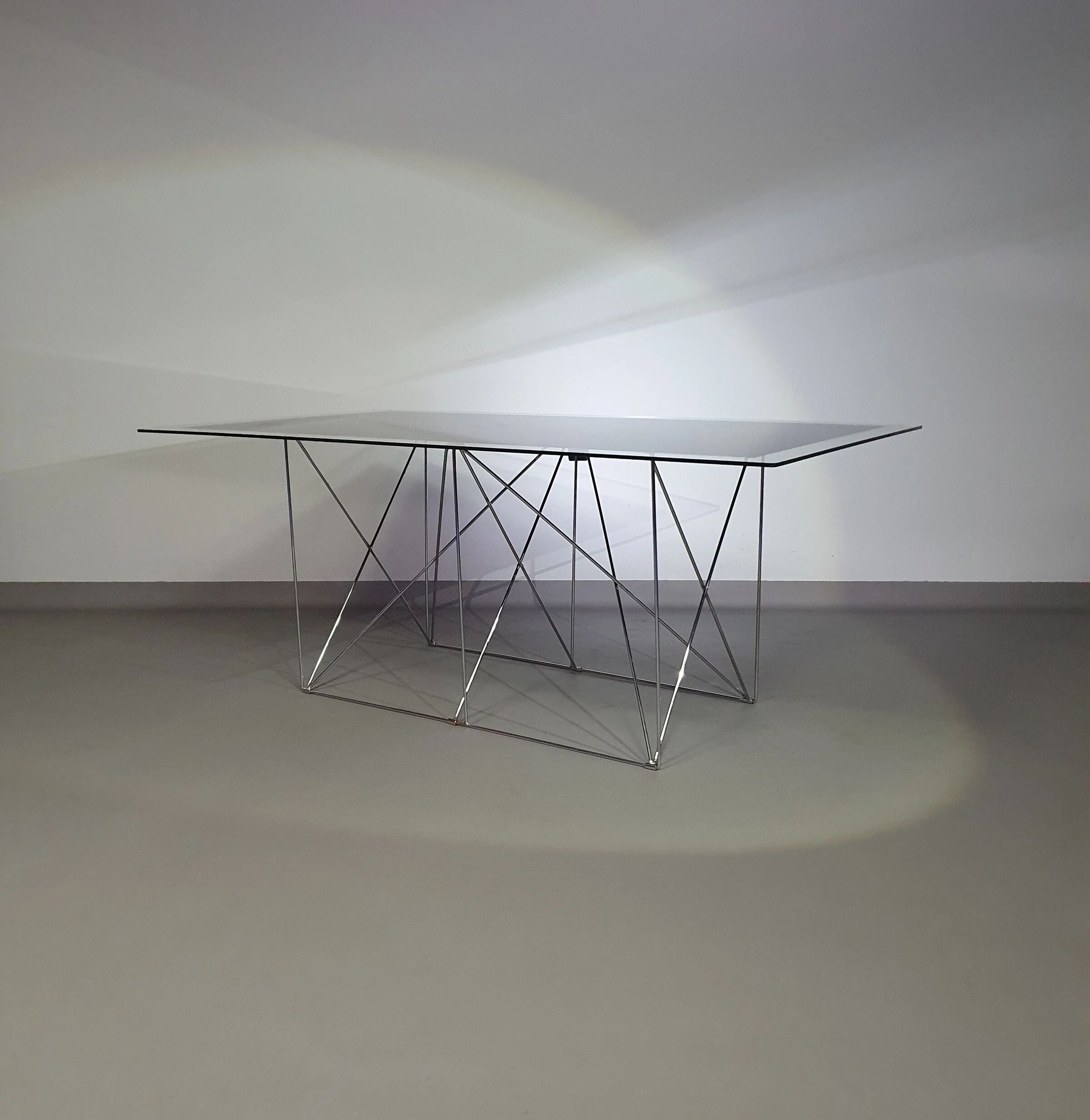 Steel and glass dining table by Max Sauze for Max Sauze Studio, 1970s