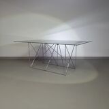 Steel and glass dining table by Max Sauze for Max Sauze Studio, 1970s