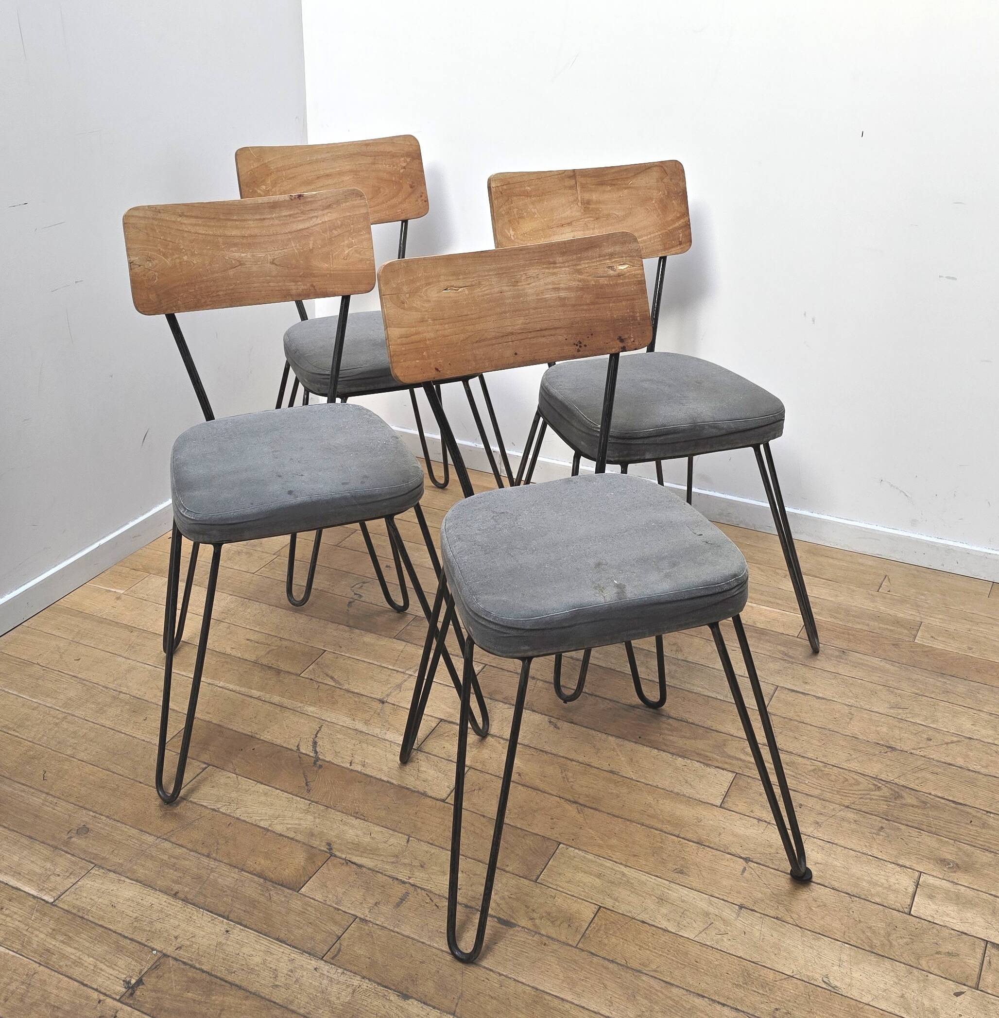 Set of 4 industrial chairs, Manufactori