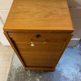 50s/60s light oak curtain filing cabinet low model with removable shelves