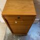 50s/60s light oak curtain filing cabinet low model with removable shelves