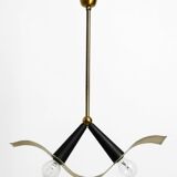 Mid Century brass ceiling lamp with a curved perforated sheet lampshade