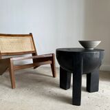 Monoxyl sofa end in black mango tree tripod half-sphere tray h:45 d:44
