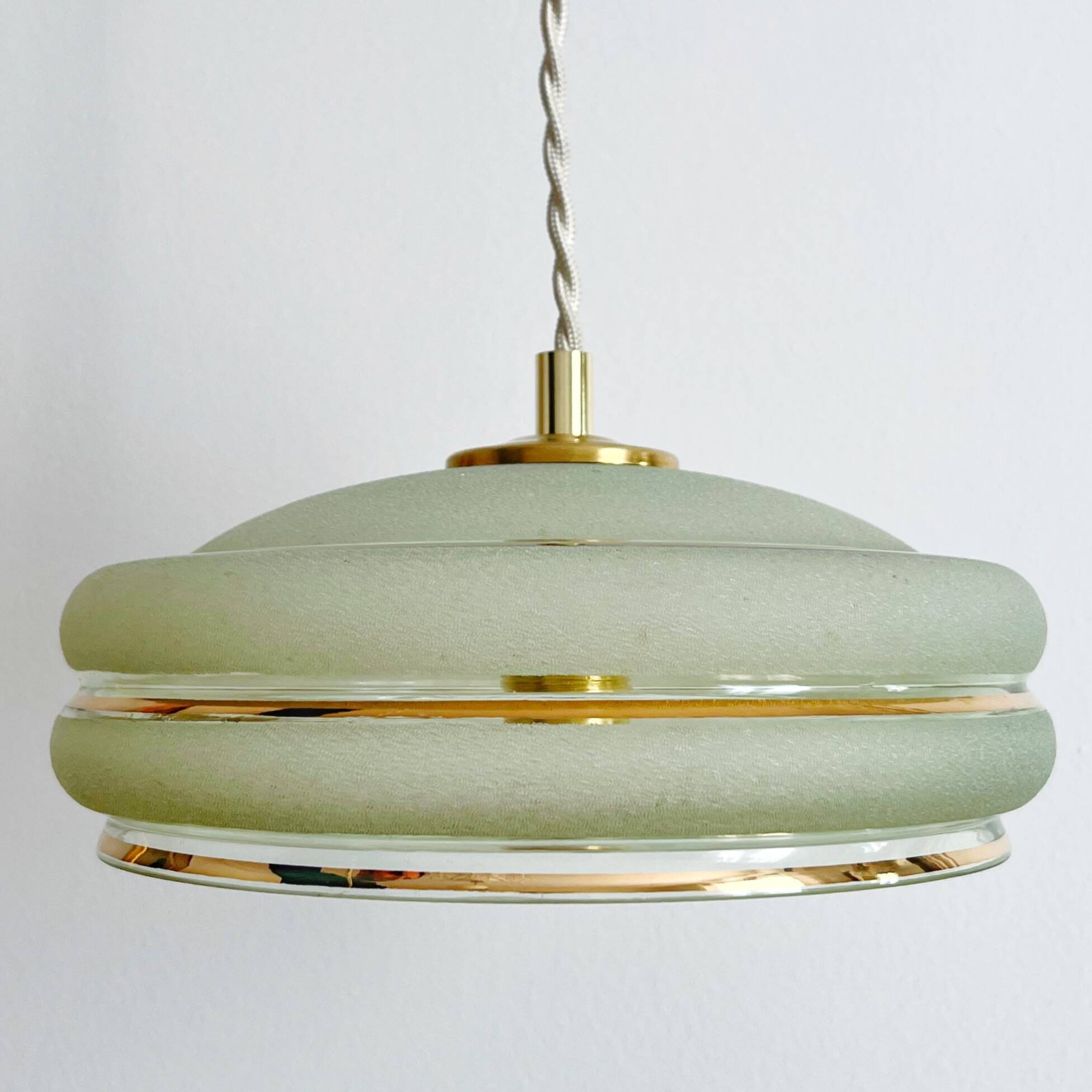 Suspension in green granite glass with gold edging - 4 copies in stock