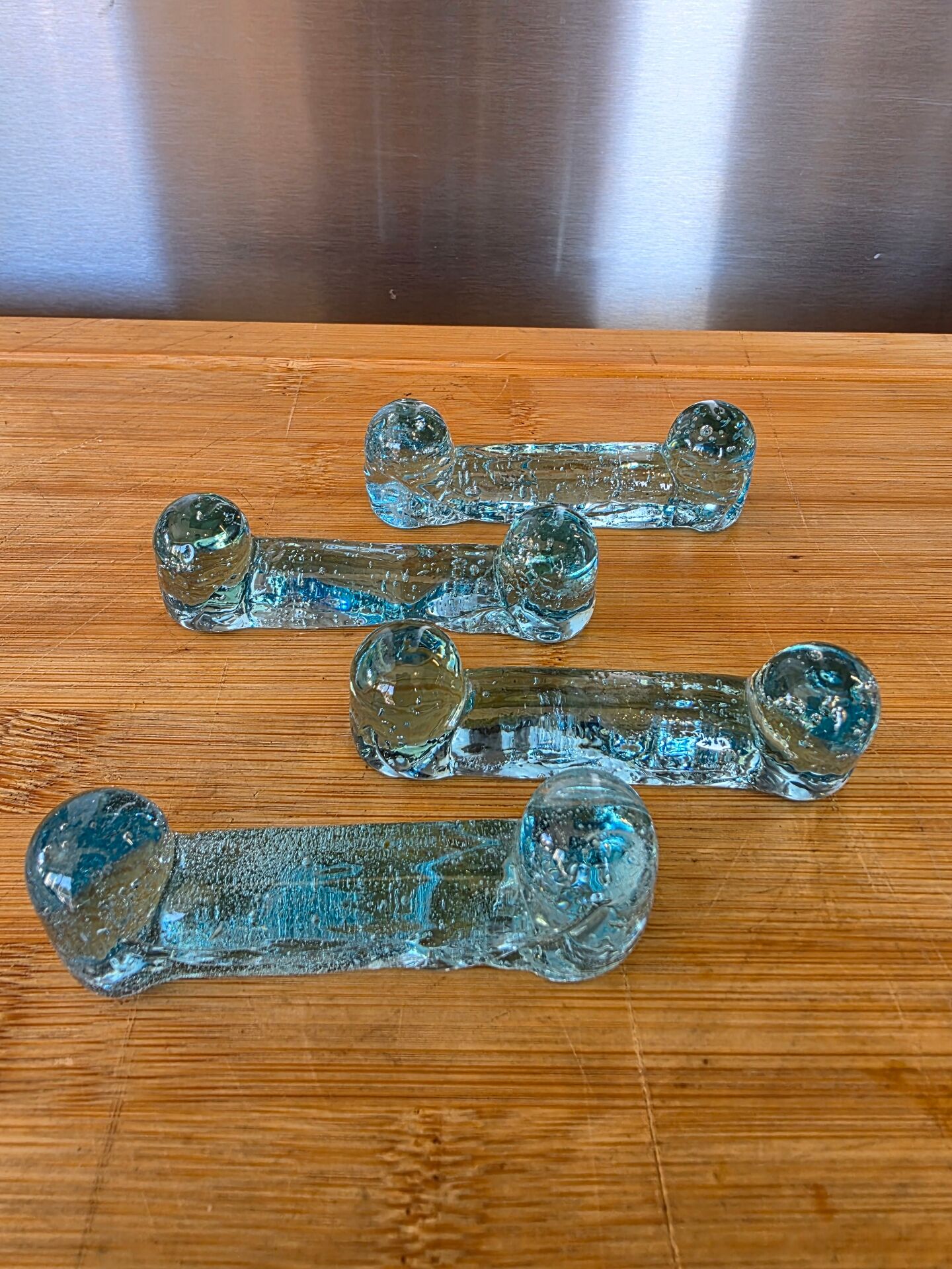 Set of 4 handcrafted glass knife rests - Biot