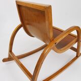 Curved wooden rocking chair for children Bauhaus Brockhage Andrä period, Germany, 1950s