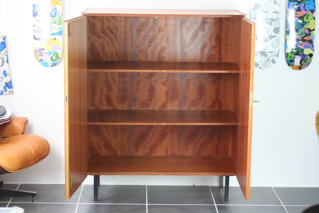2-door teak cabinet with 50s key