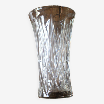 Vase verre ciselé évase triangles losanges