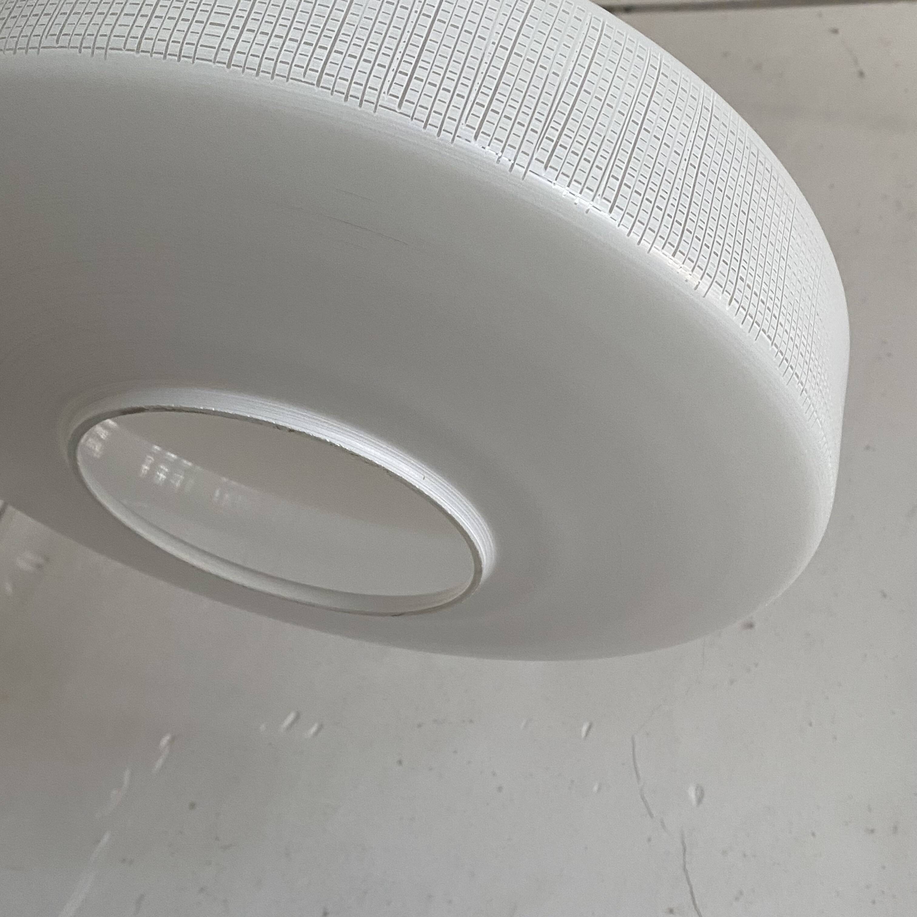 Large white glass pendant light with stripes 36 cm