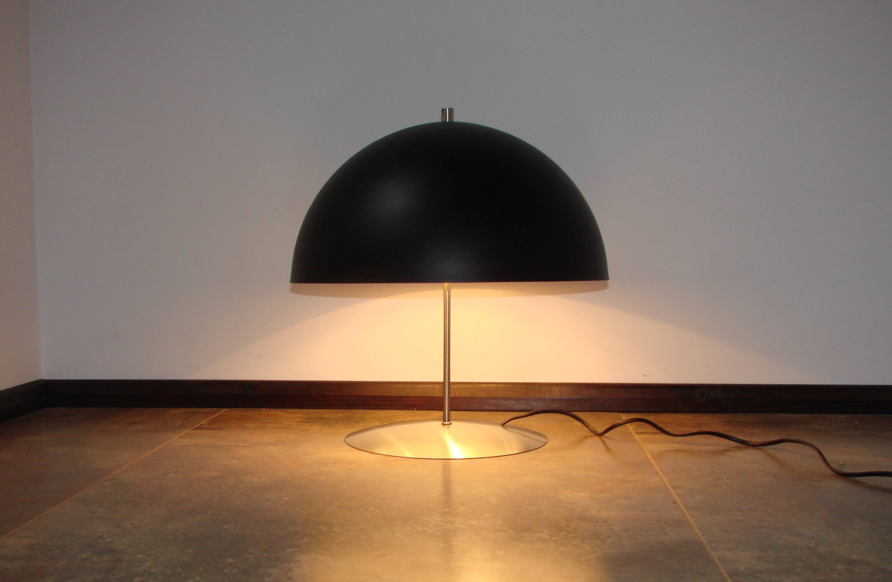 Modern table lamp – 1980s, metal, black shade, 2x E27