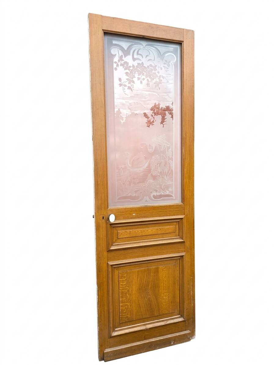 Engraved glass door, late 19th century.
