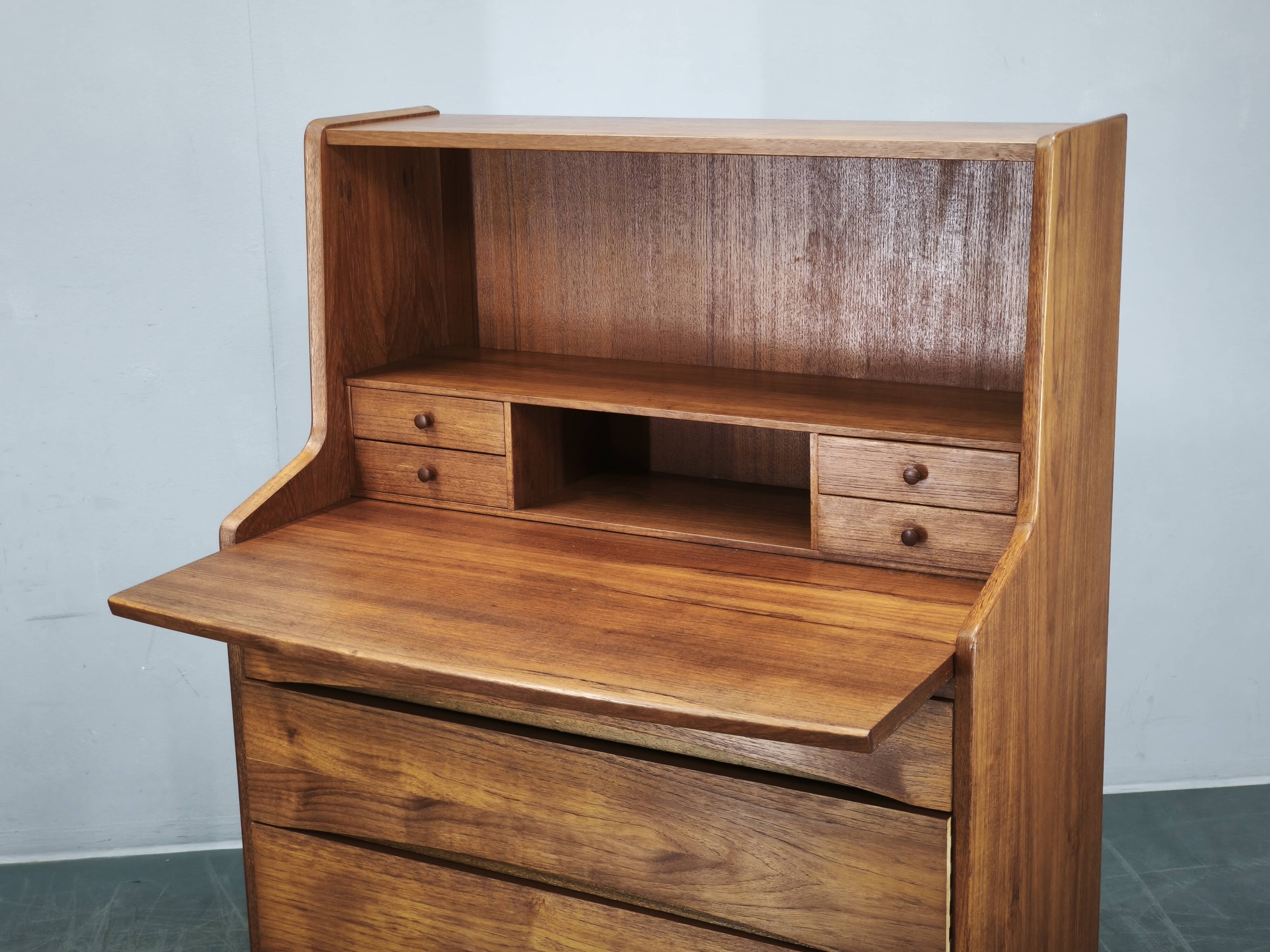 Danish Modern Teak Secretary Writing Desk with Drawers, 1960s