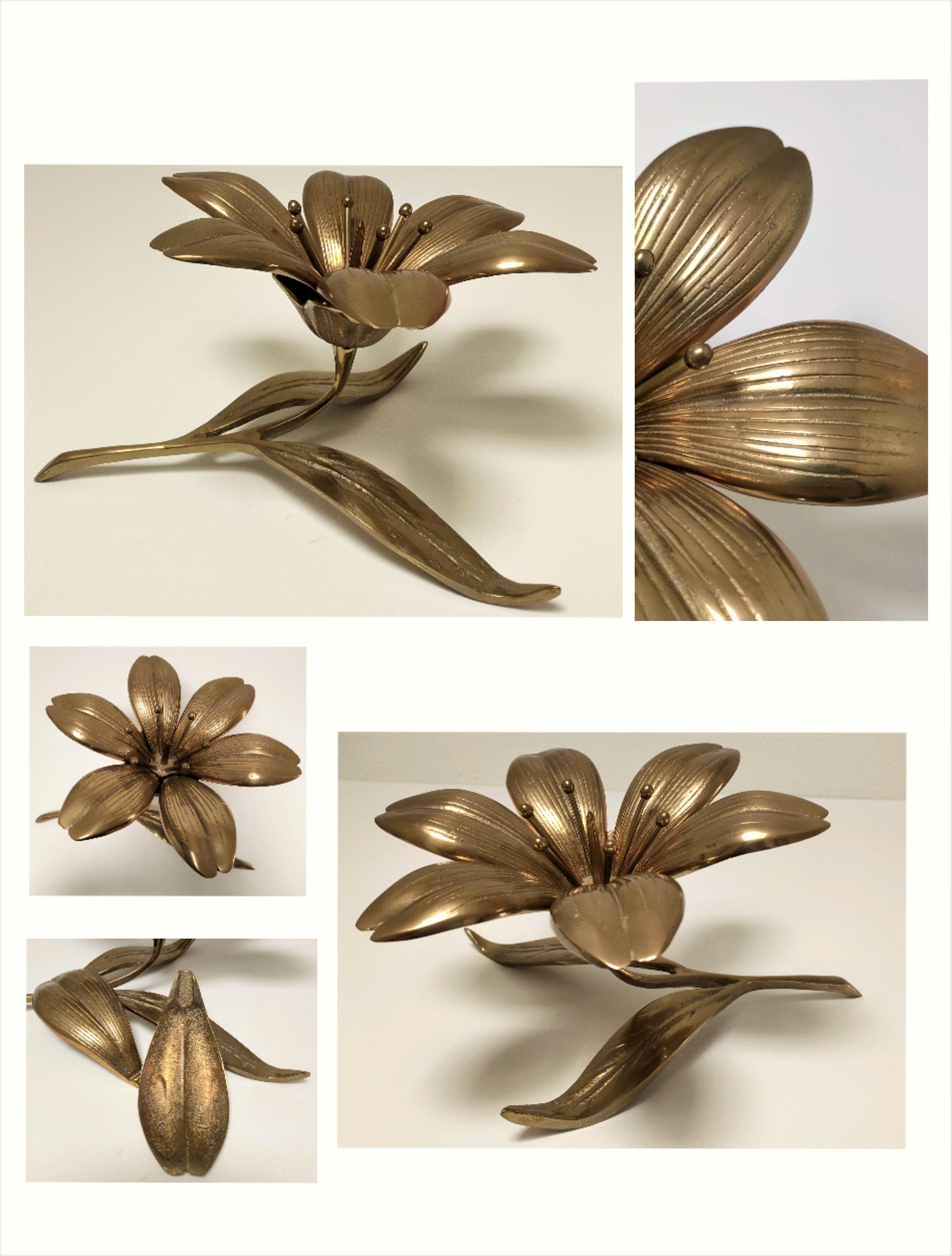 Solid brass flower forming ashtray design 60s/70s