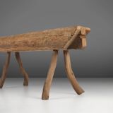 Rustic Tree Trunk Bench, France 1850s