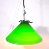 Green Murano conical pendant light, Italy 1980.