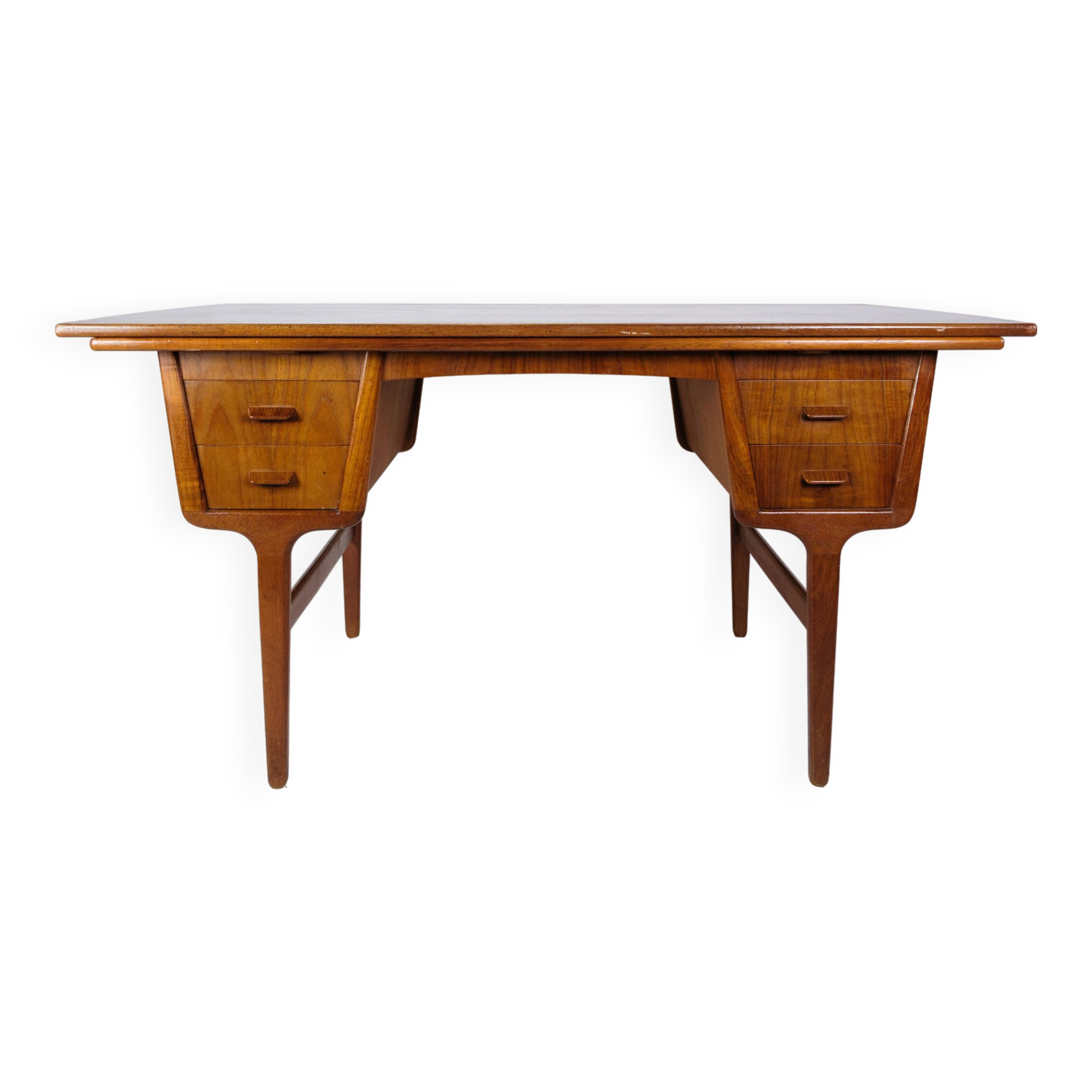 Desk Made In Teak Wood, Unique Design, Finnish From 1960s