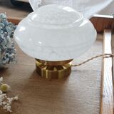 Table lamp globe saucer glass Clichy white