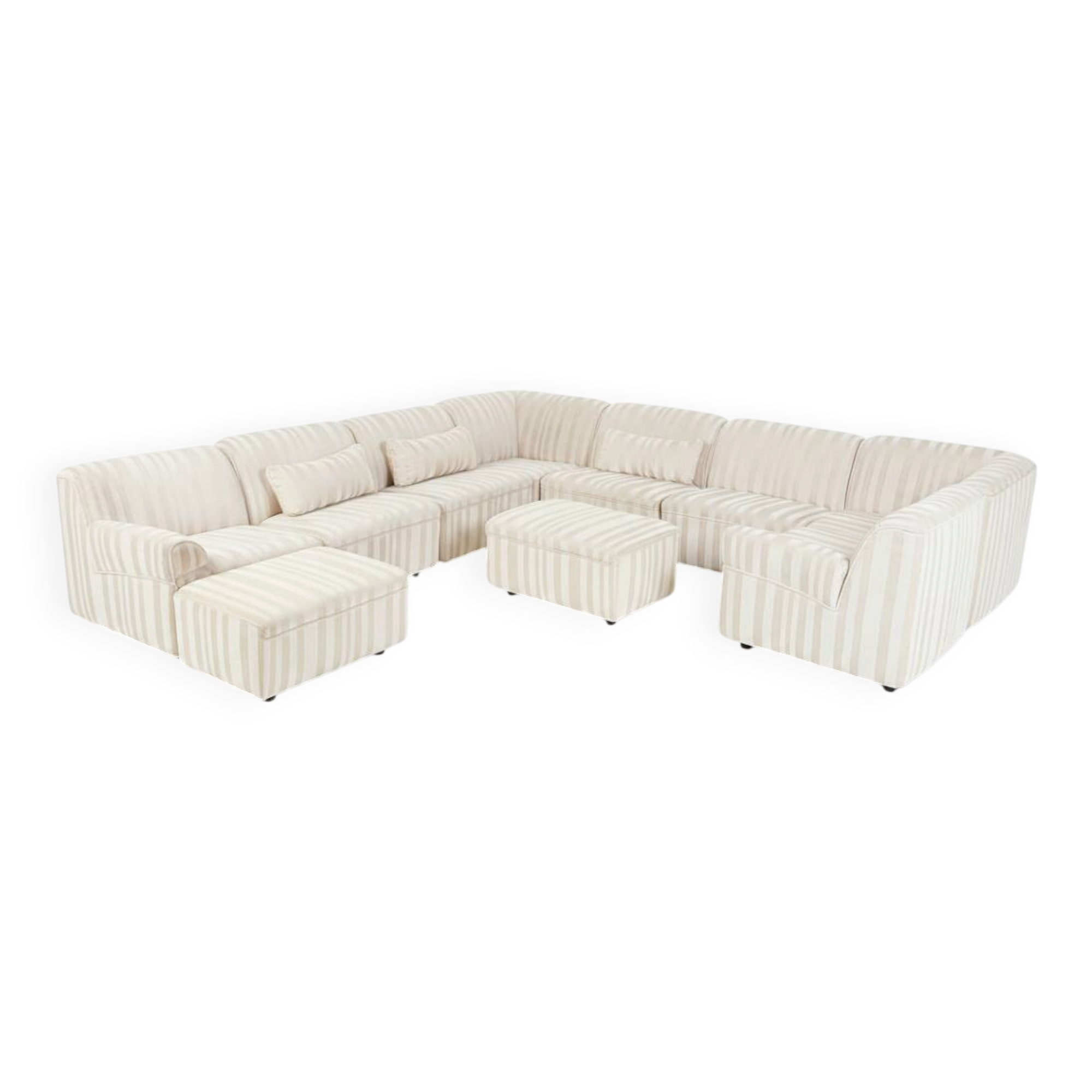 German Modular Sofa Set (10 Pieces)  — Wood Frame & Velvety Textile