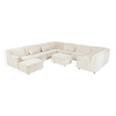 Ensemble de canapé modulaire allemand (10 pièces) — Cadre en bois et textile velouté