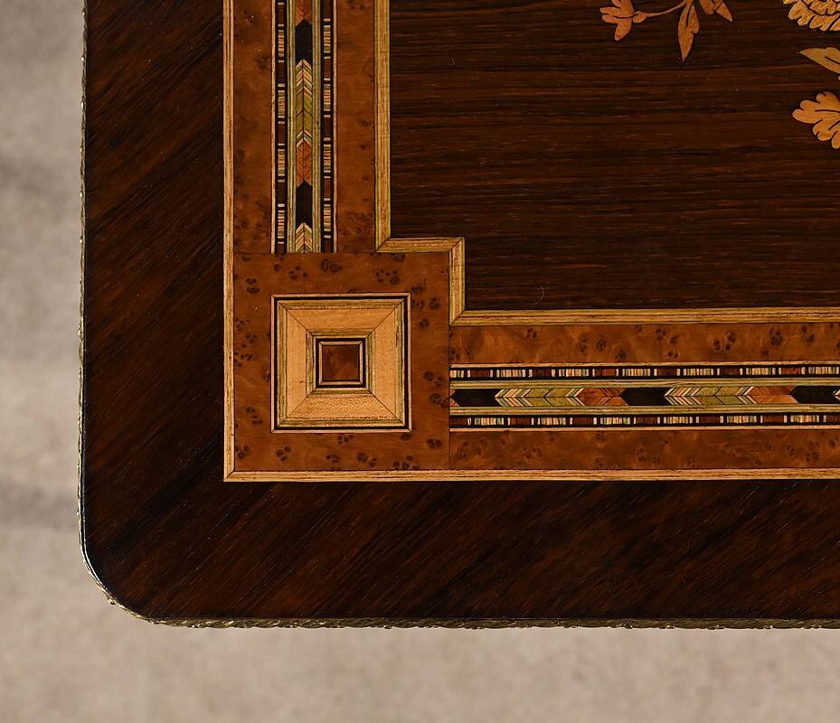 Small Living Room Table in Rosewood and Amboyna Burl, Louis XVI style, Napoleon III period – Mili