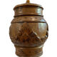 Wooden pot with Vintage sculptures